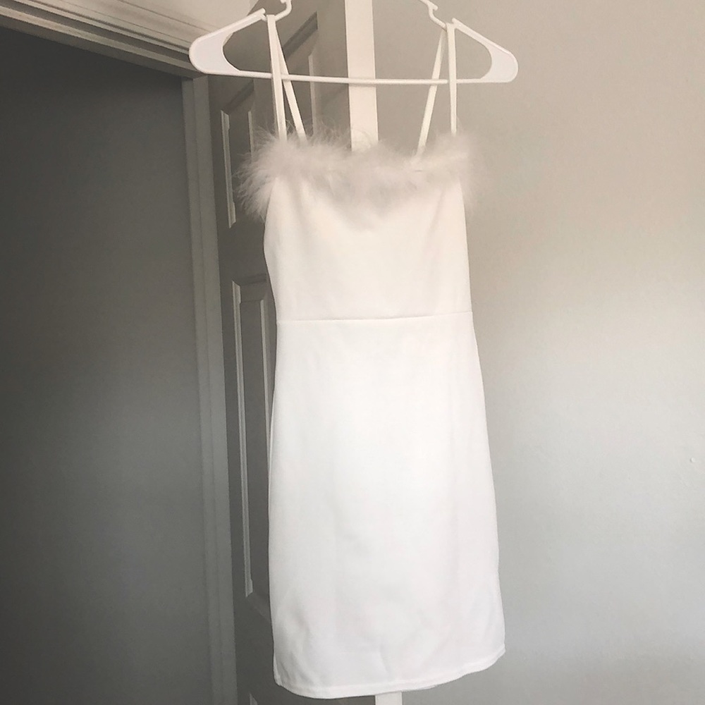 Nasty Gal Feather White Dress
